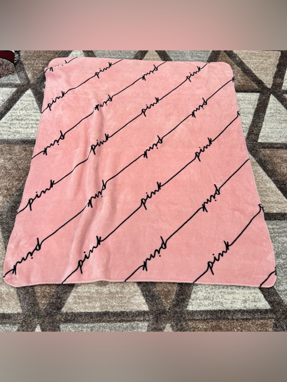 Victoria's Secret PINK Black on White Logo Blanket